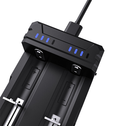 Dual-Slot Smart Battery Charger Compatible with 18650 and 21700 Batteries