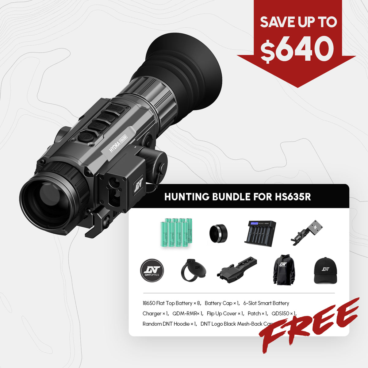 HS635R - HYDRA-LRF Multi-Function Thermal Scope with Laser Rangefinder and Ballistic Calculator - Standalone Scope, Clip-On, Handheld Monocular
